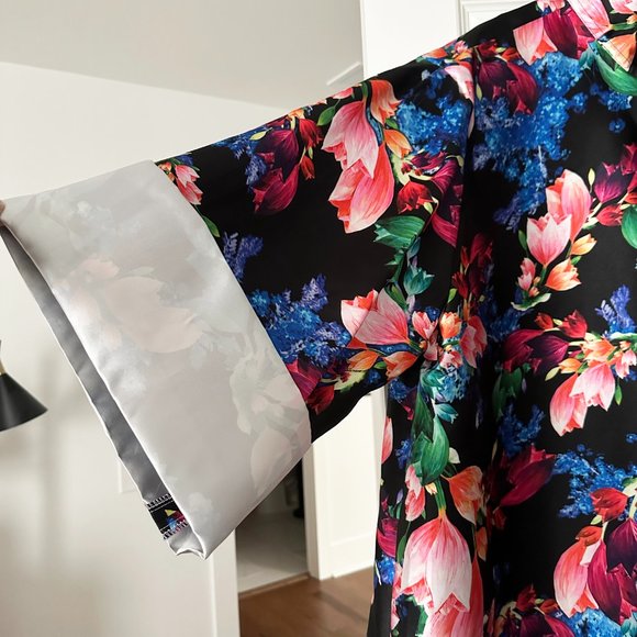Afa Ah Loo 3X Custom Plus Kimono Floral Silk Project Runway Designer - Picture 7 of 8